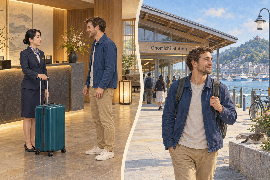 Onomichi Station: send the spare suitcase from your hotel and travel with a smaller bag.