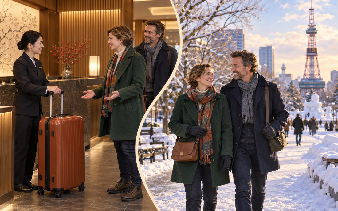 Sapporo luggage storage: send the extra suitcase from your hotel and enjoy a winter walk in Odori Park.