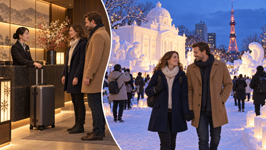 Sapporo winter festivals: send your suitcase from the hotel and enjoy the snow sculptures with a smaller bag.