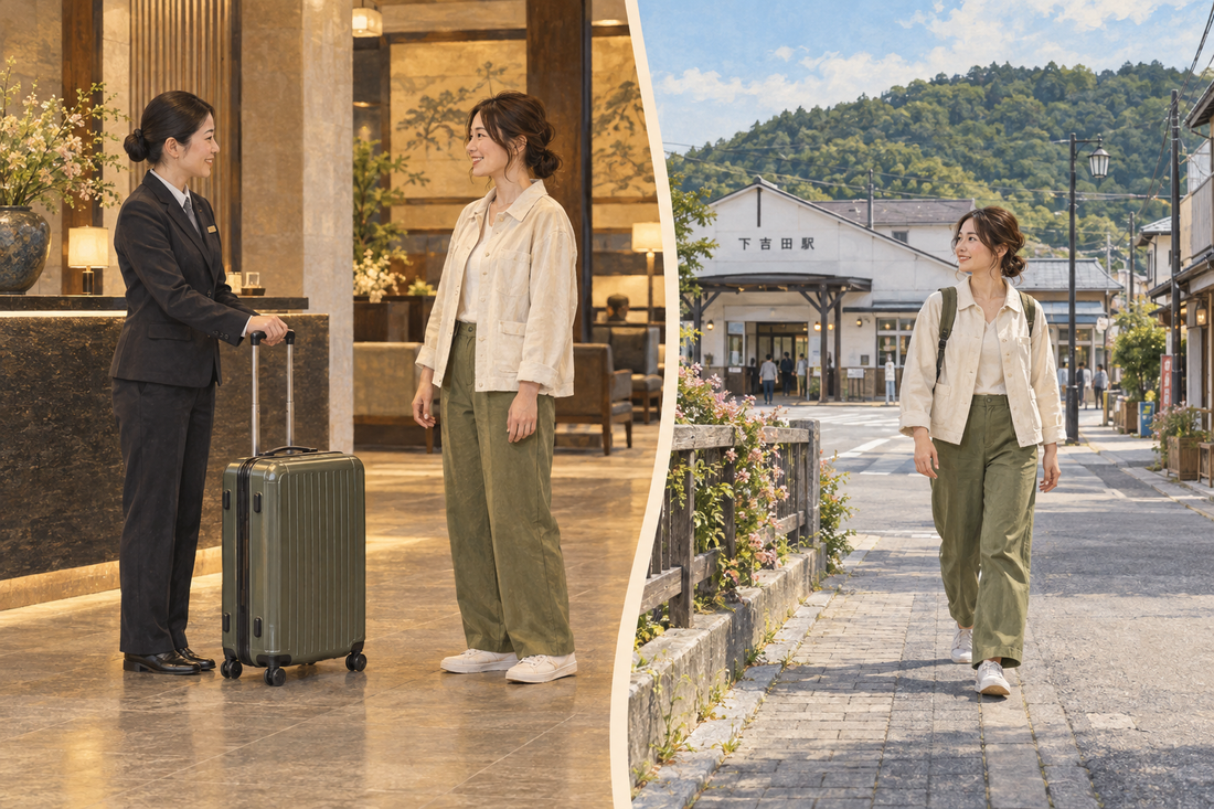 Shimoyoshida Station: send the spare suitcase from your hotel and travel with a smaller bag.