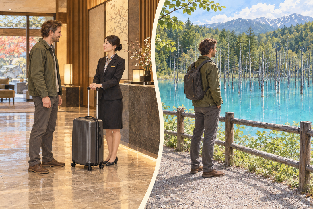 Shirogane Blue Pond: send the spare suitcase from your hotel and travel with a smaller bag.