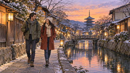 Keep ski gear in storage while you explore Kyoto with small bags before the mountain stay.