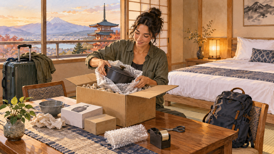 Japan shopping storage: pack cookware and purchases at the hotel, then explore with less to carry.
