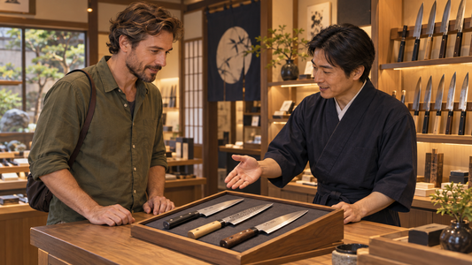 Enjoy Tokyo knife shopping with spare luggage in storage and time to compare chef knives with a shopkeeper.