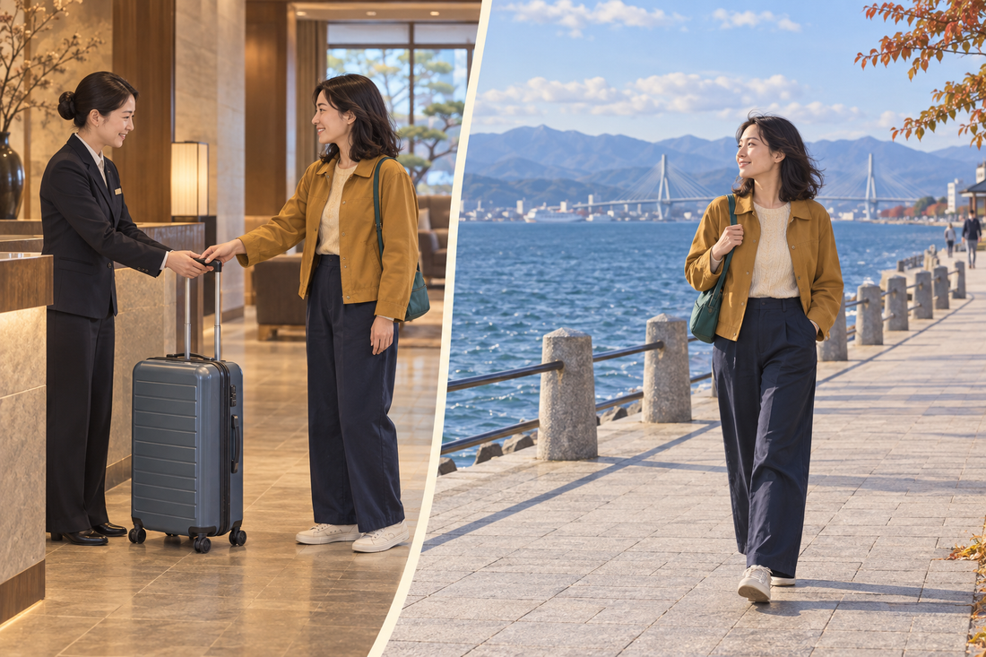 Aomori luggage storage: send your spare suitcase from the hotel and enjoy the bay with a small shoulder bag.