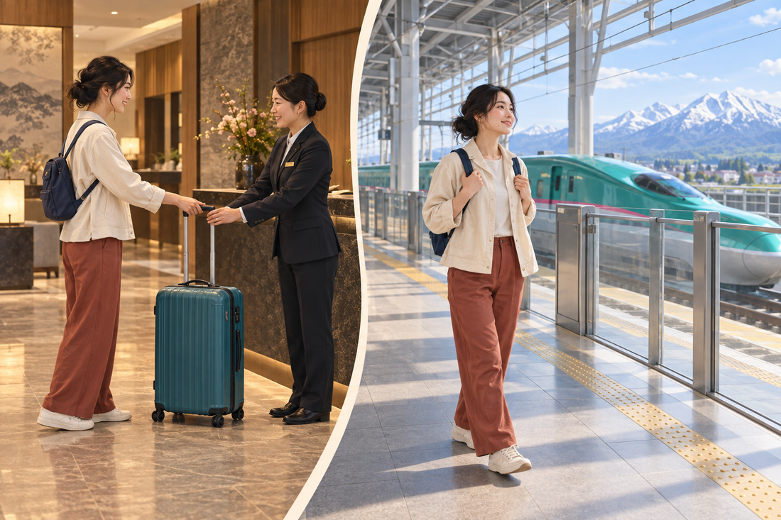 Shin-Aomori Station luggage storage: send the spare suitcase from your hotel and board the next train with a small backpack.