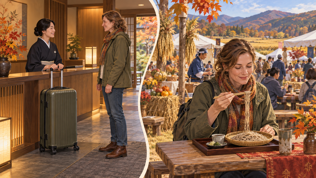 Tokachi autumn: send your suitcase from the hotel and enjoy fresh soba at a harvest gathering.