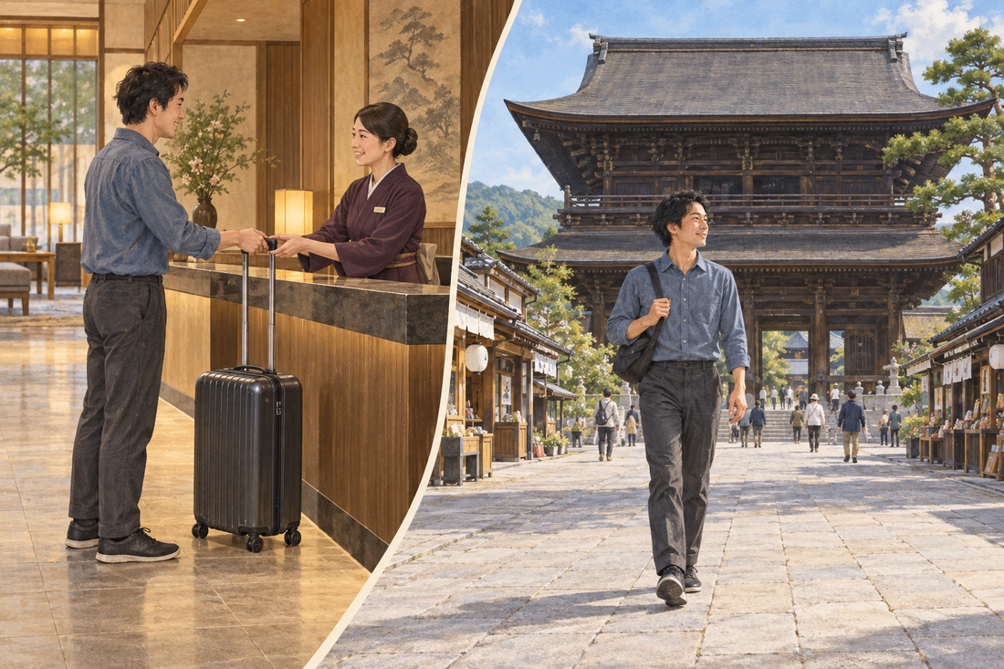 Zenkoji luggage storage: send your suitcase from the hotel and enjoy the temple approach with a smaller bag.