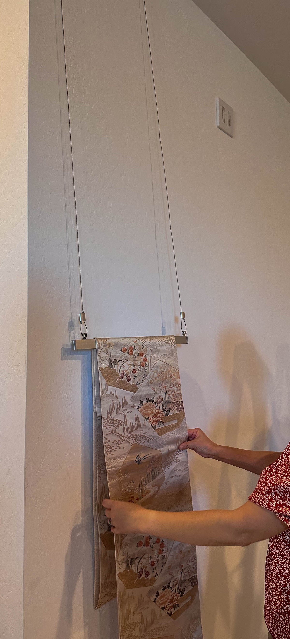 Silk Crane's Original Obi Tapestry Wall Art Hanging System.