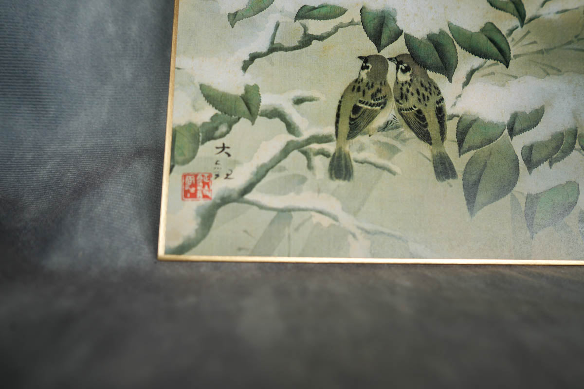 Home Decor Collectible Japanese Traditional Wall Art Decor Set of 3 - Taikan Yokoyama - Flowers and Birds from Four Seasons 冬の夕/山獄の朝/鶉