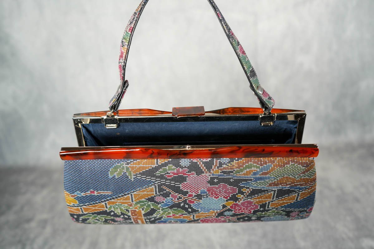 Exquisite 100% Silk Woven Purse Clutch Formal Japanese Oshima Tsumugi -Collectible-Kimono Fashion