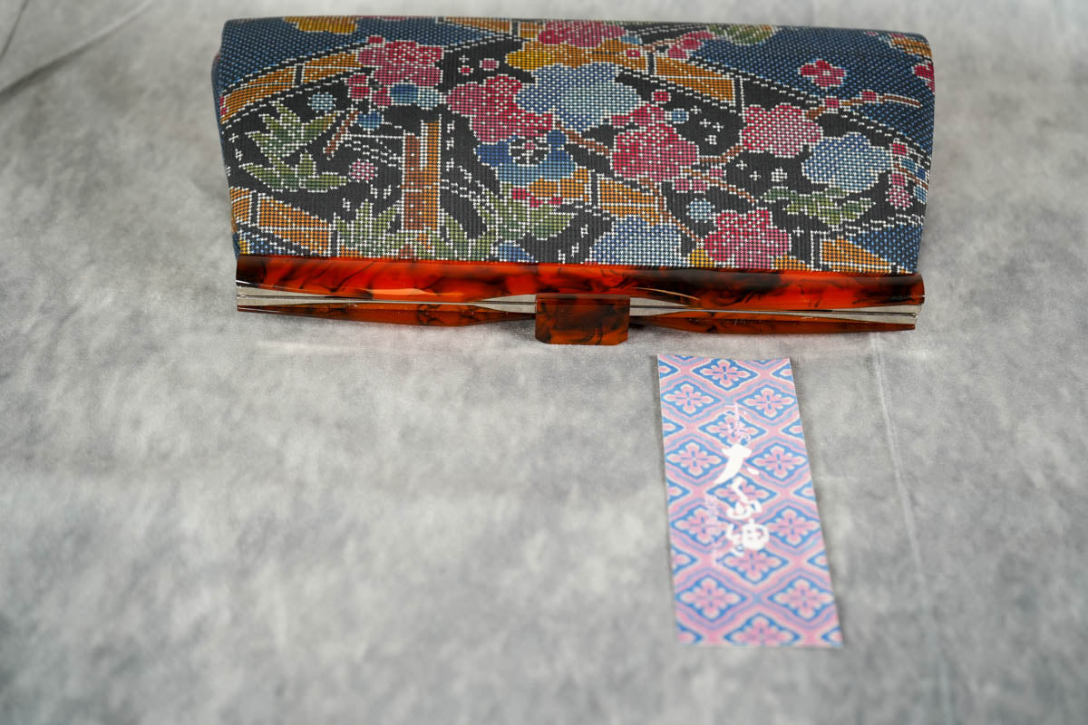 Exquisite 100% Silk Woven Purse Clutch Formal Japanese Oshima Tsumugi -Collectible-Kimono Fashion