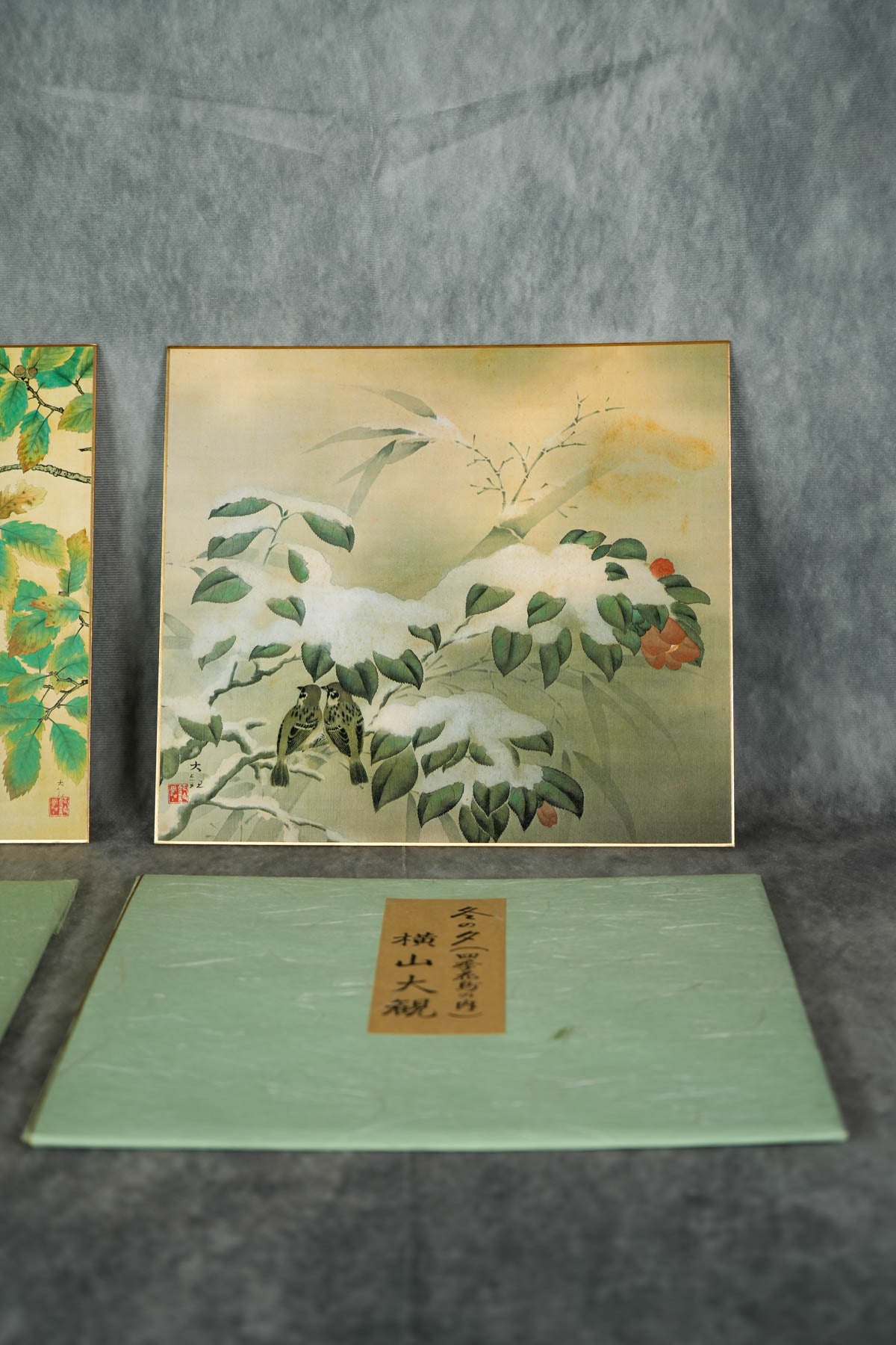 Home Decor Collectible Japanese Traditional Wall Art Decor Set of 3 - Taikan Yokoyama - Flowers and Birds from Four Seasons 冬の夕/山獄の朝/鶉