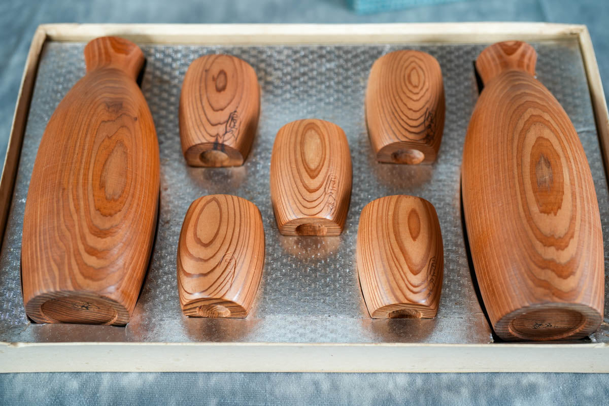 Beautiful Growth Rings of Cedar.  A set of Japanese Yakushima Cedar Yakusugi (UNESCO World Heritage) Wooden Sake Cup Set. 