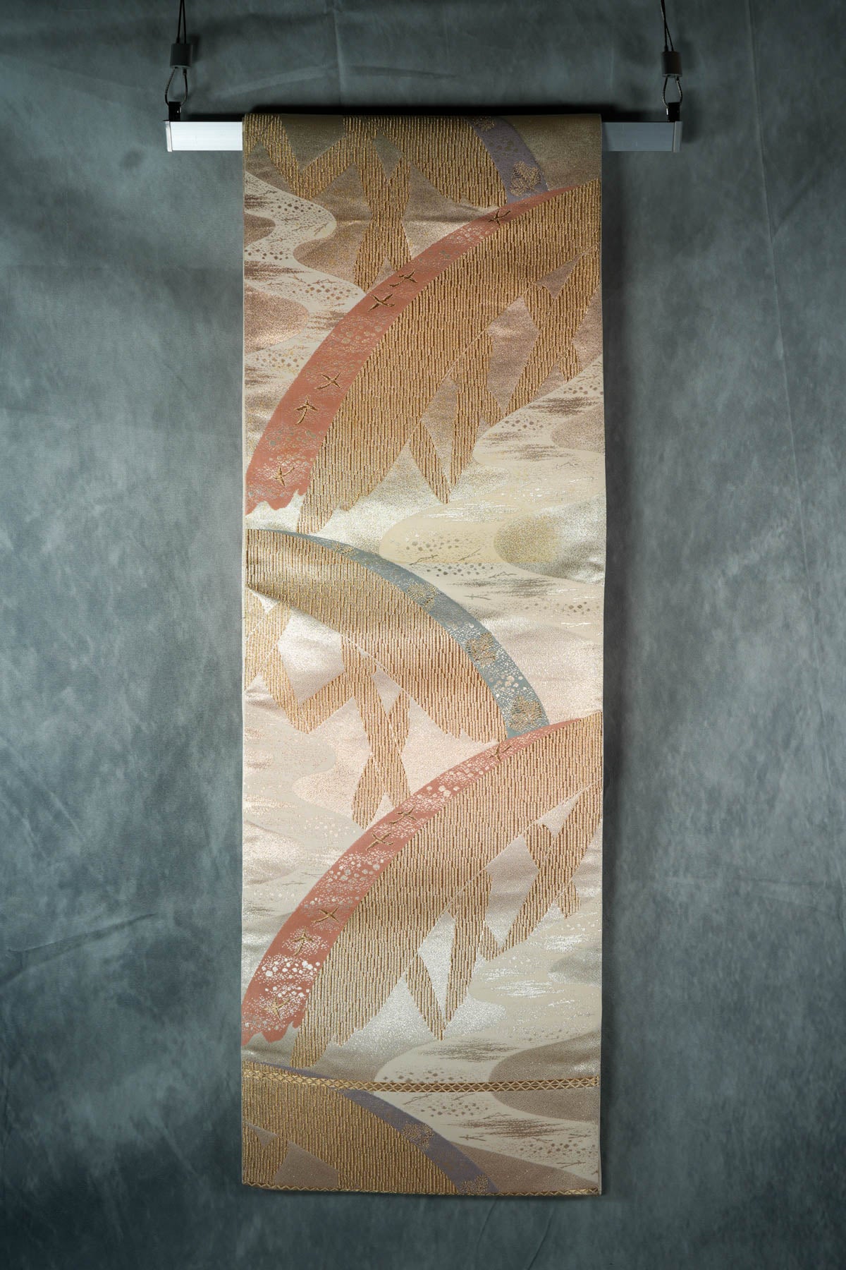 Elegant way to display Obi Tapestry with Silk Crane's Original Wall Art Hanging System