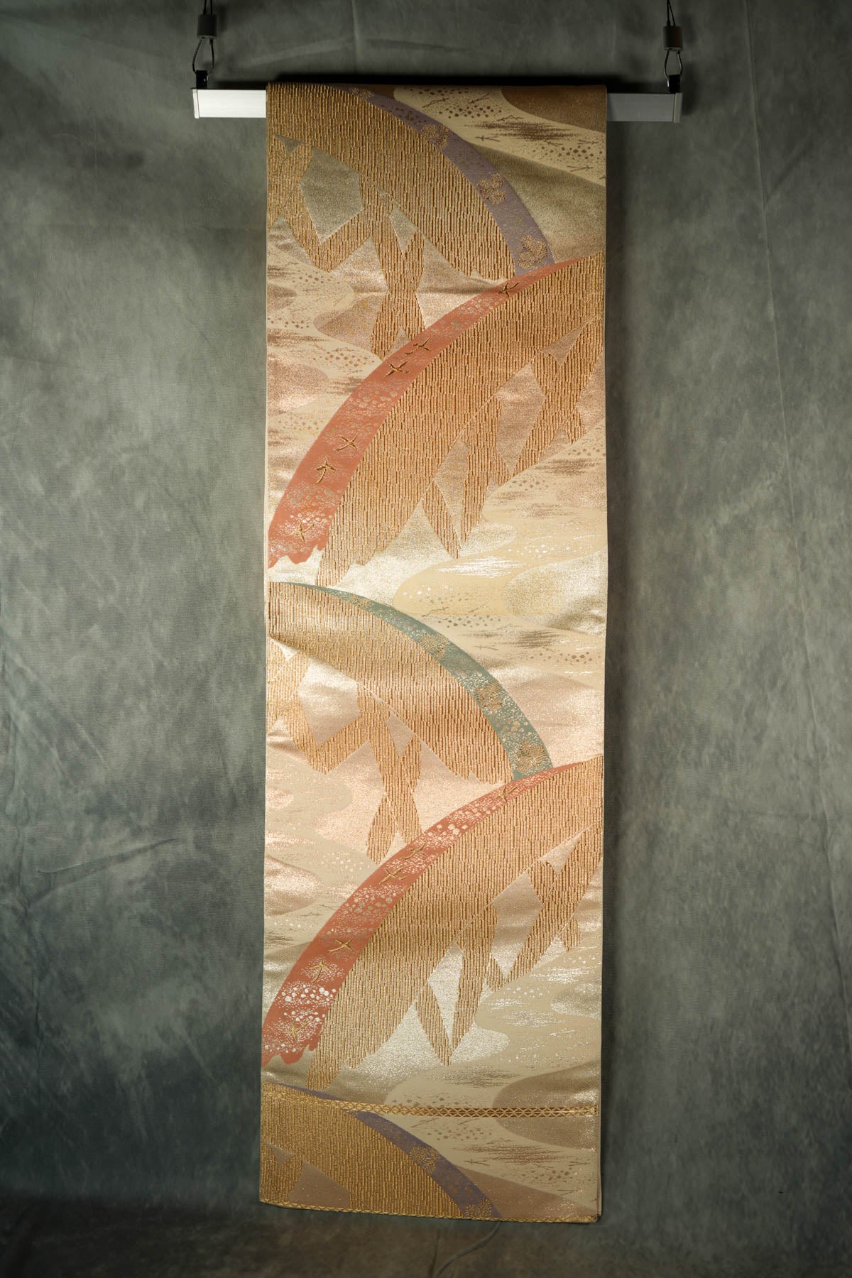 Stylish Art Gallery display Obi Tapestry with Silk Crane's Original Wall Art Hanging System