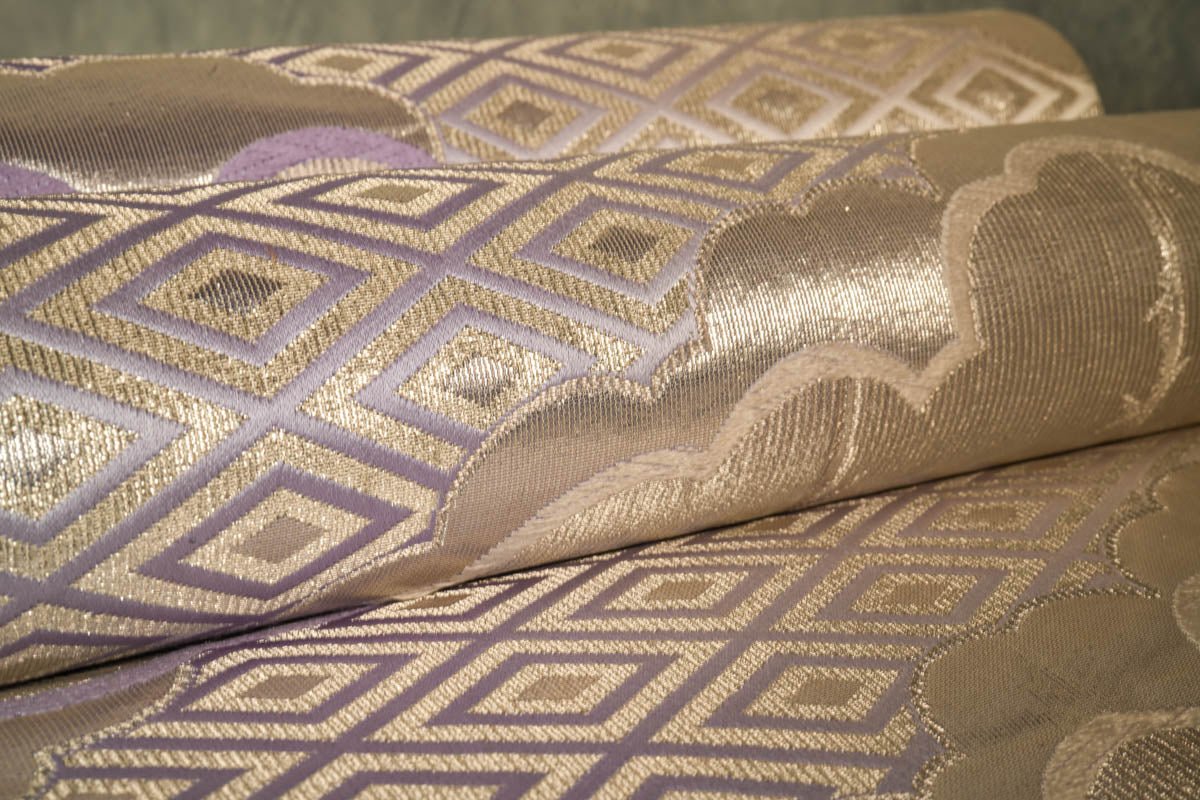 Silver and Purple Cloud, symbol of Increasing Luck -  - Wall Art,  Large Wall Hanging Art, Home Decor, Japanese Kimono Obi Tapestry