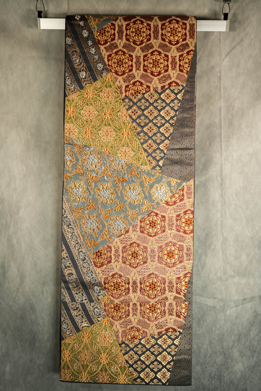 Harmony and Prosperity -Seven Treasures  - Wall Art,  Large Wall Hanging Art, Home Decor, Japanese Kimono Obi Tapestry