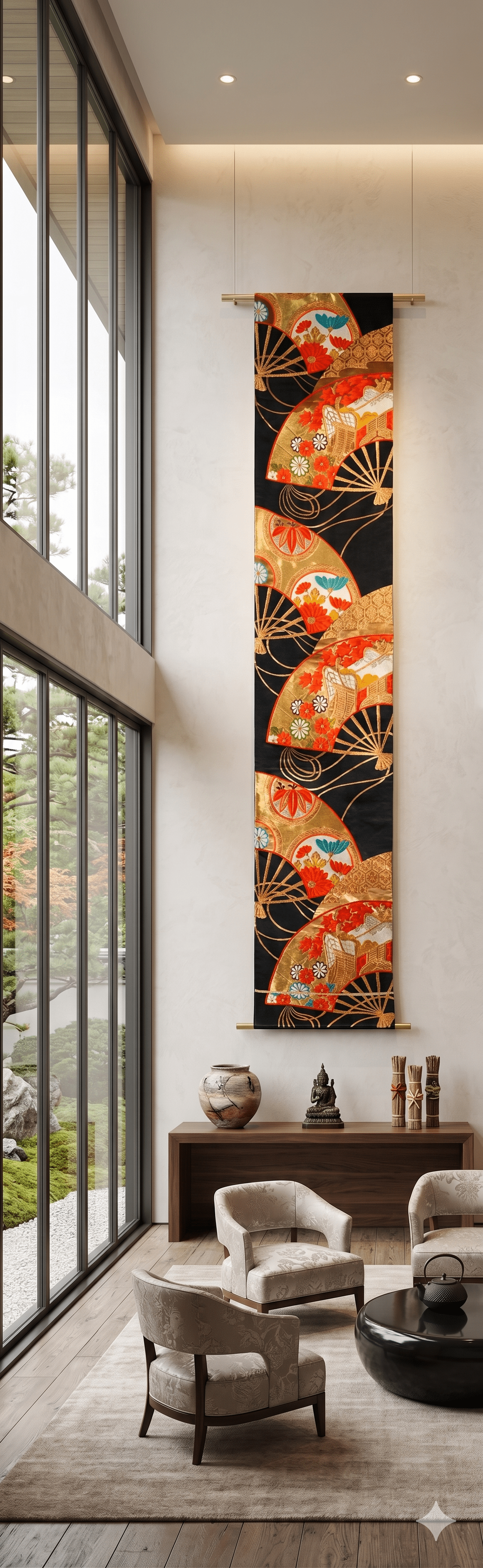 Japan Wall Art Vintage Kimono Obi one of a kind traditional home decor