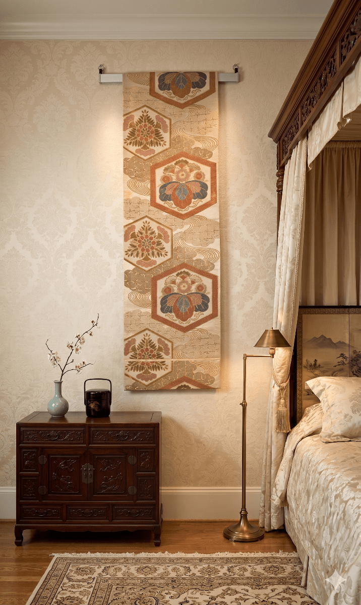 Kikkō Japanese Wall Hanging Art – One-of-a-Kind Obi Tapestry Home Decor