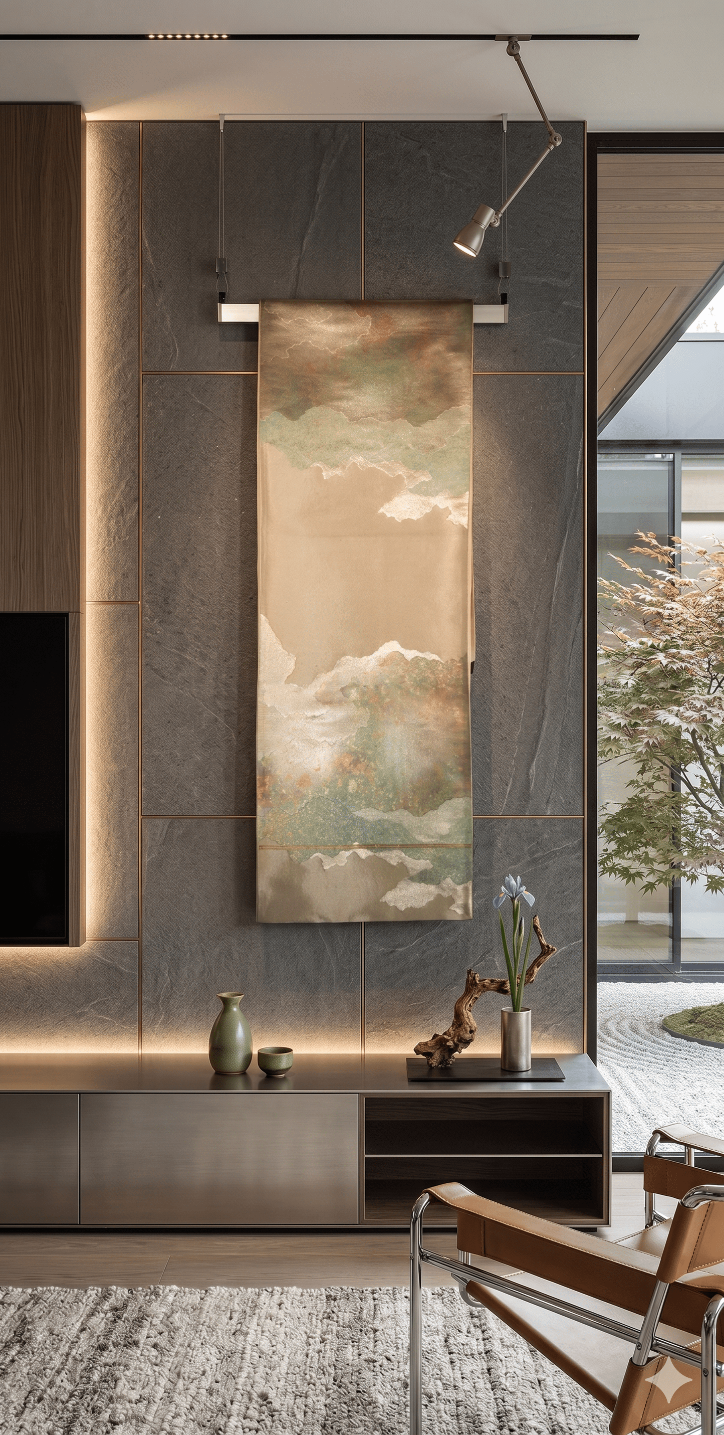 Japan Vintage Wall Art Kimono Obi 
 Interior Design Home Decor in living room
