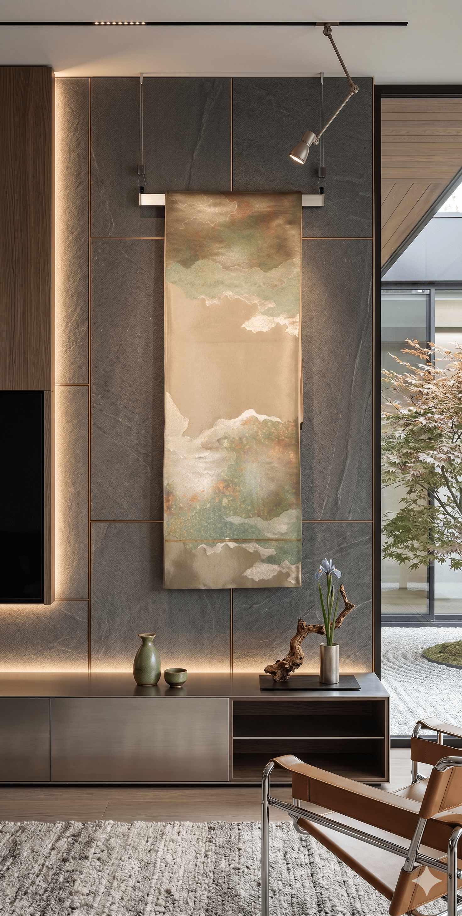 Japan Vintage Wall Art Kimono Obi 
 Interior Design Home Decor in living room
