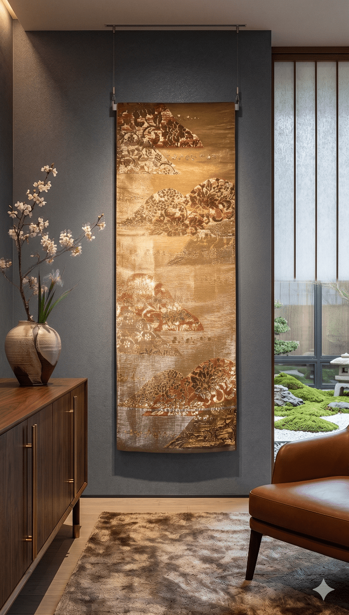 Japanese Obi Wall Art – One-of-a-Kind Vintage Silk Tapestry Living room Home Decoration
