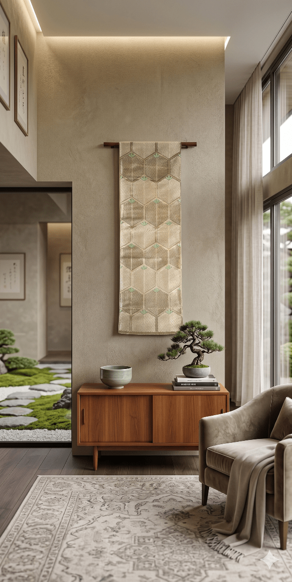 Kikkō Japanese Obi Wall Art – Interior Design Symbol of Longevity, Protection & Prosperity