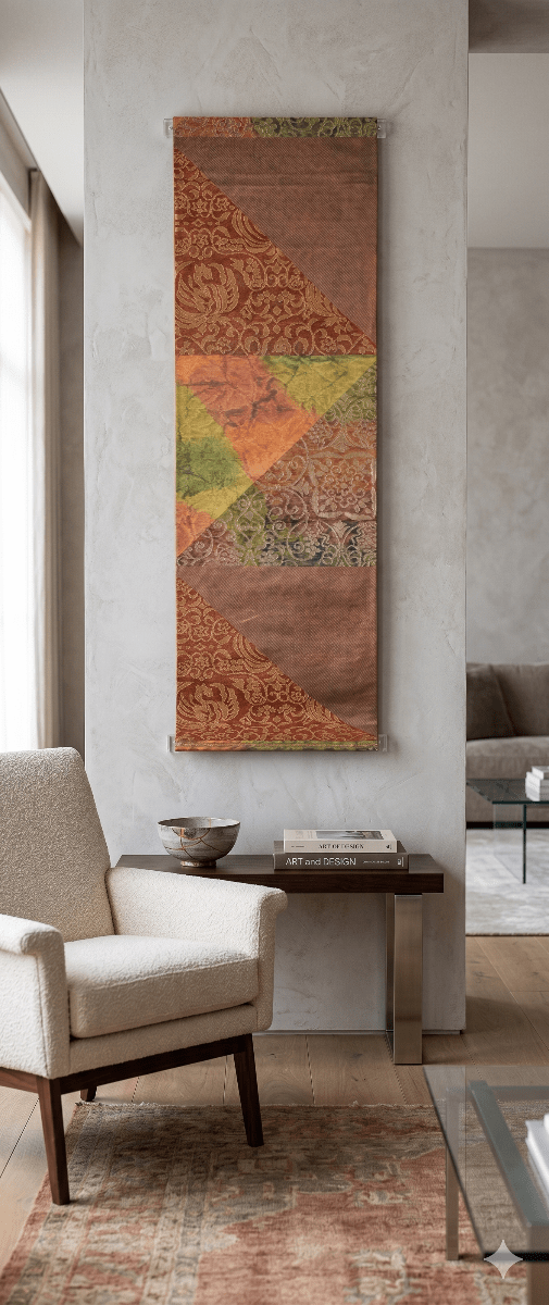 Abstract Wall Art Japanese Vintage Kimono Obi Home Decor One-of-a-kind masterpiece 