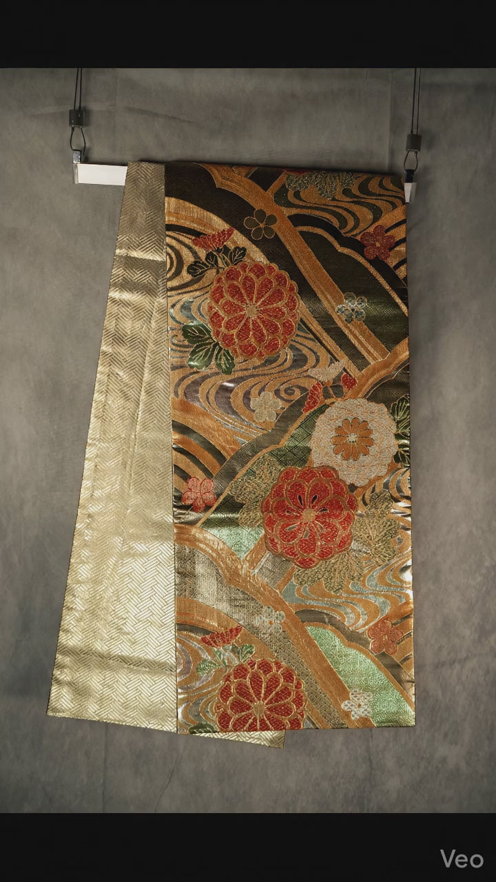 Vintage Japanese kimono obi wall art home decor Silk Tapestry 